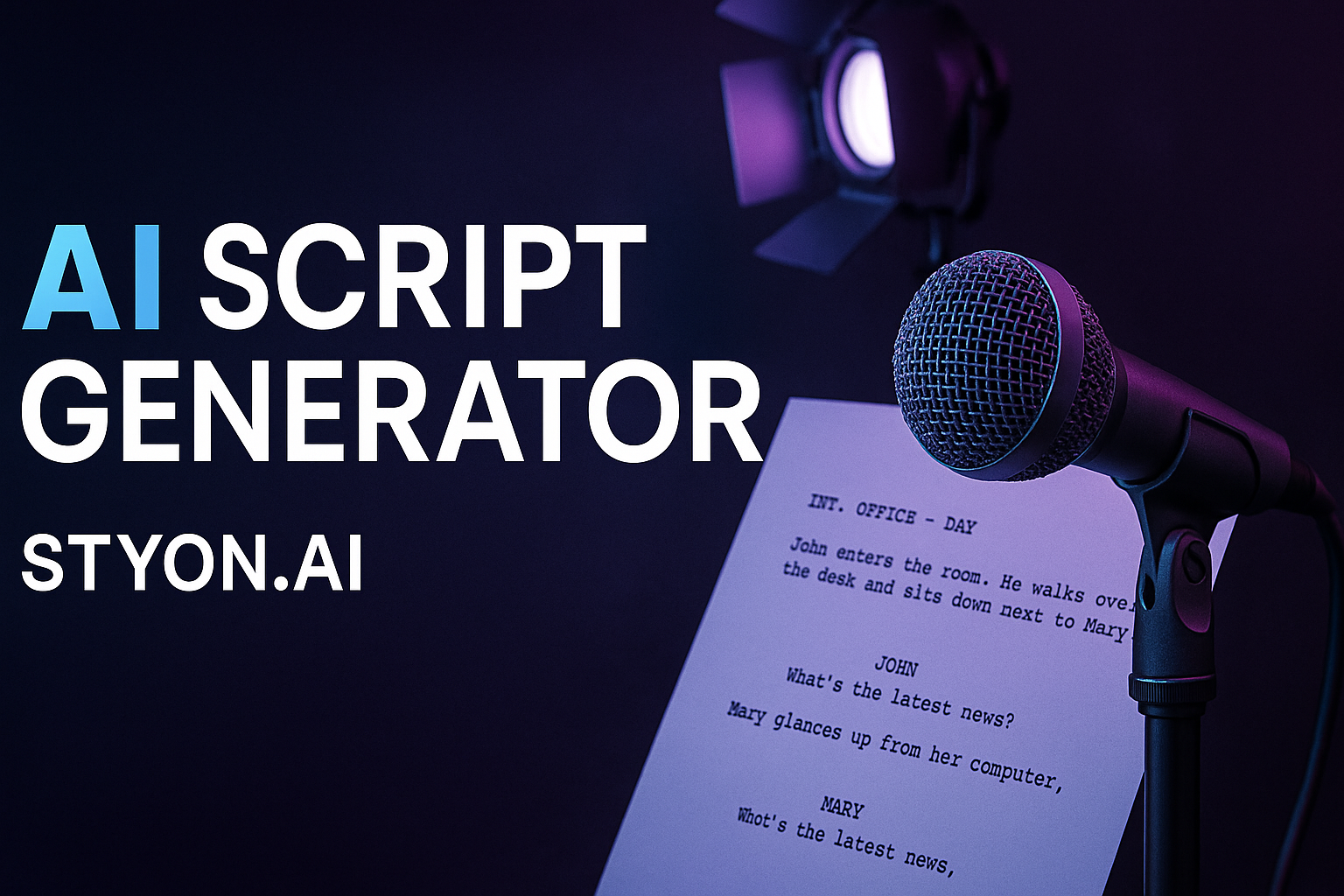 🎬 AI Script Generator — Write Engaging Scripts in Seconds with STYON.AI